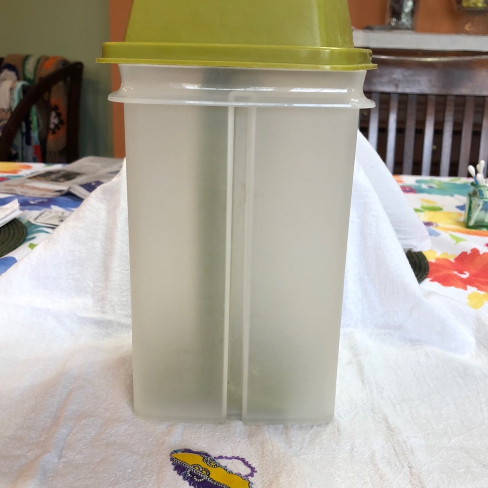 Vintage Tupperware Pickle Canister, Olive Green Retro Color Pickle Container